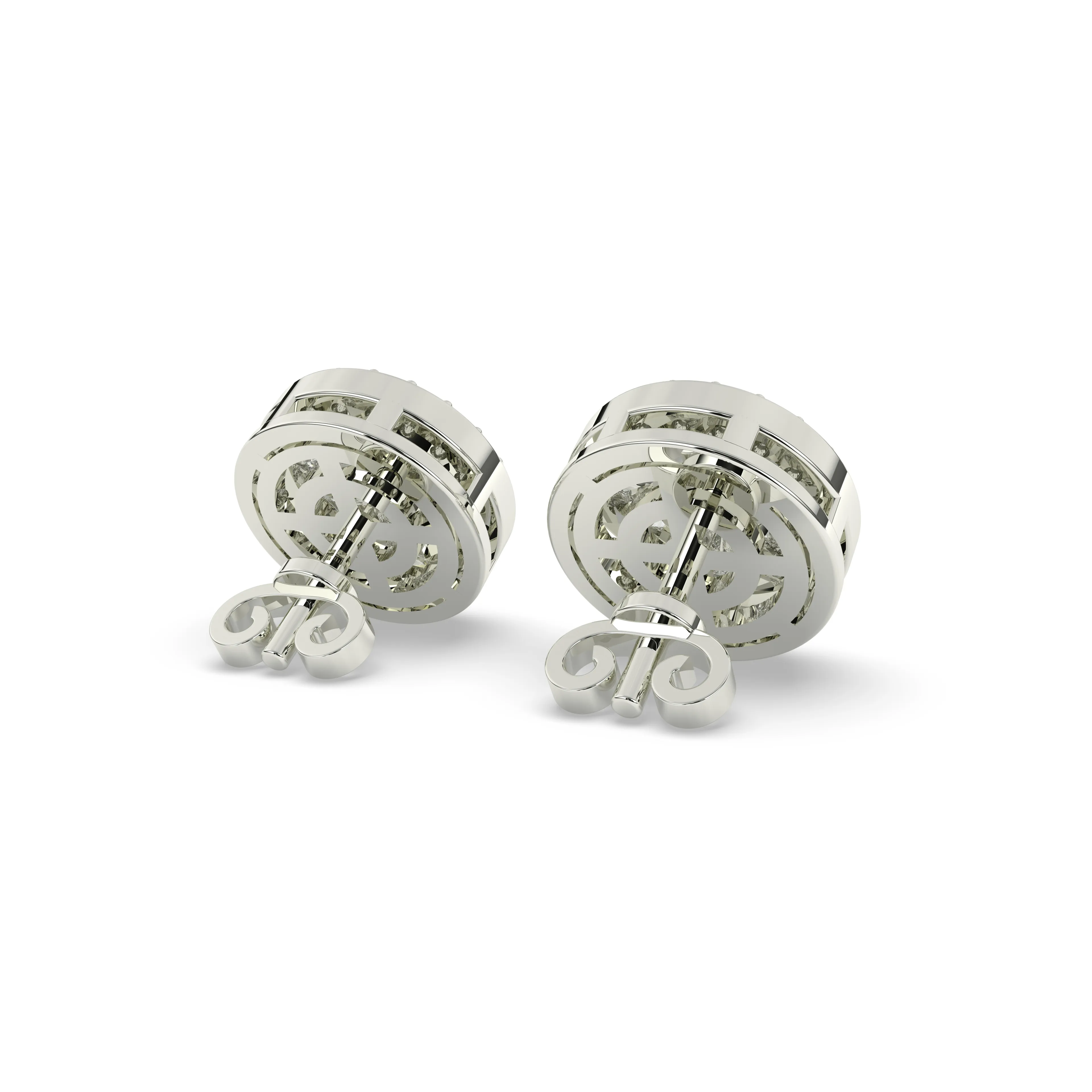 1.00CTW 10mm Diamond Halo Baguette Circular Earrings