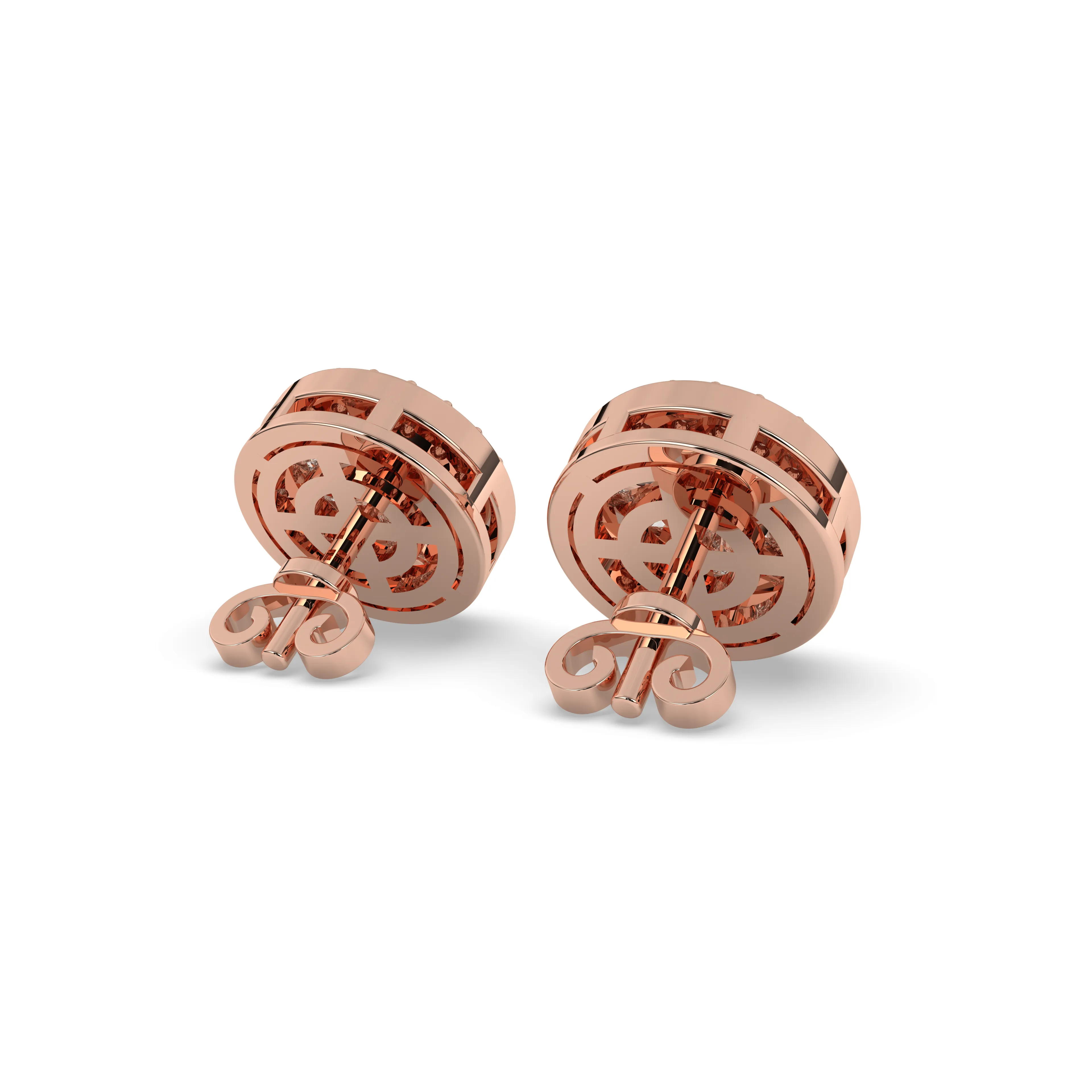 1.00CTW 10mm Diamond Halo Baguette Circular Earrings