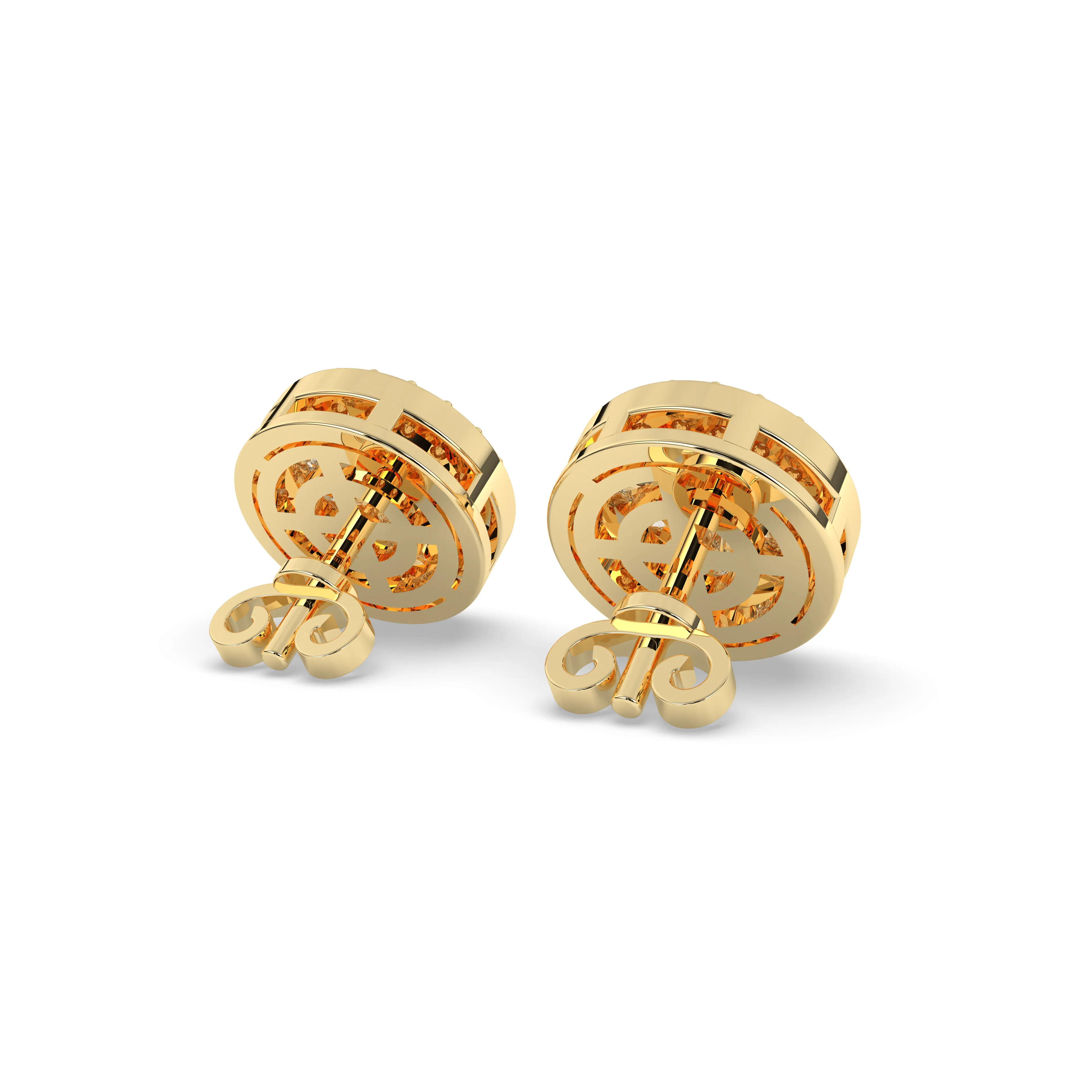1.00CTW 10mm Diamond Halo Baguette Circular Earrings