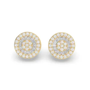 1.00CTW 10mm Diamond Halo Baguette Circular Earrings