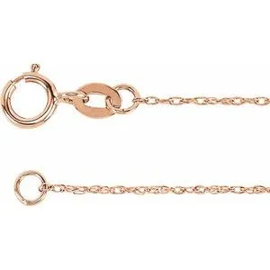 10K Rose 1 mm Solid Rope 16" Chain