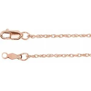 10K Rose 1.25 mm Rope 16" Chain