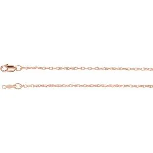 10K Rose 1.5 mm Solid Rope 20" Chain with Lobster Clasp