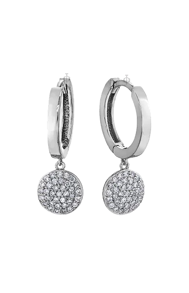 10K White Gold 0.30TDW Diamond Hoop with Dangle