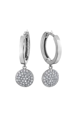 10K White Gold 0.30TDW Diamond Hoop with Dangle