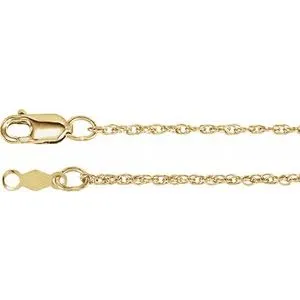 10K Yellow 1.25 mm Rope 20" Chain