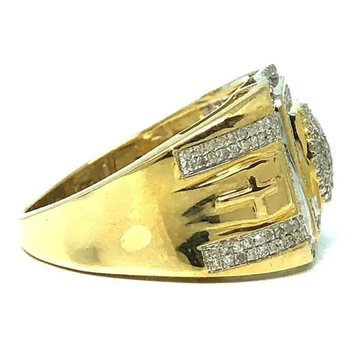 10K Yellow & White Gold 0.56CT Diamond Cross Ring DRG-001