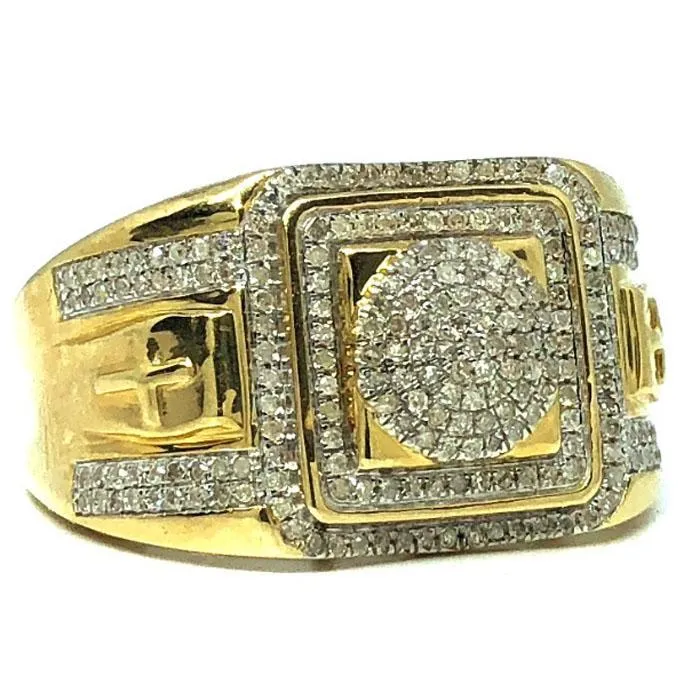 10K Yellow & White Gold 0.56CT Diamond Cross Ring DRG-001