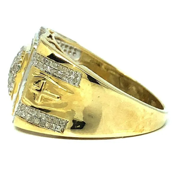 10K Yellow & White Gold 0.56CT Diamond Cross Ring DRG-001