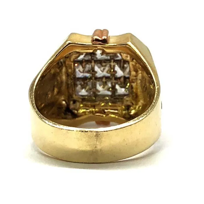 10K Yellow & White Gold Cross Ring with Diamonds MRG-208