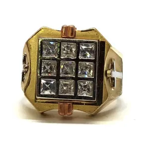 10K Yellow & White Gold Cross Ring with Diamonds MRG-208
