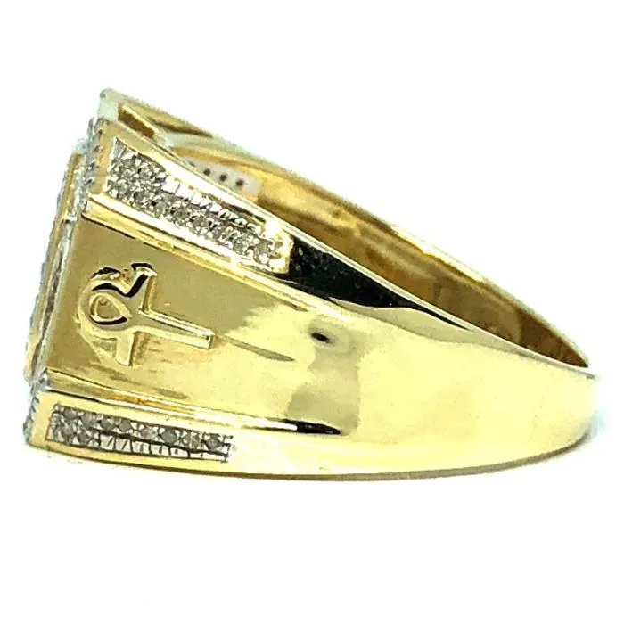 10K Yellow Gold 0.57CT Diamond Ankh Ring DRG-003