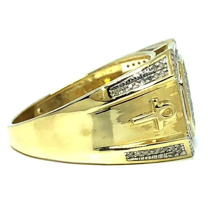 10K Yellow Gold 0.57CT Diamond Ankh Ring DRG-003