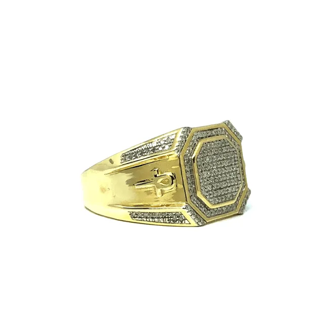 10K Yellow Gold 0.57CT Diamond Ankh Ring DRG-003