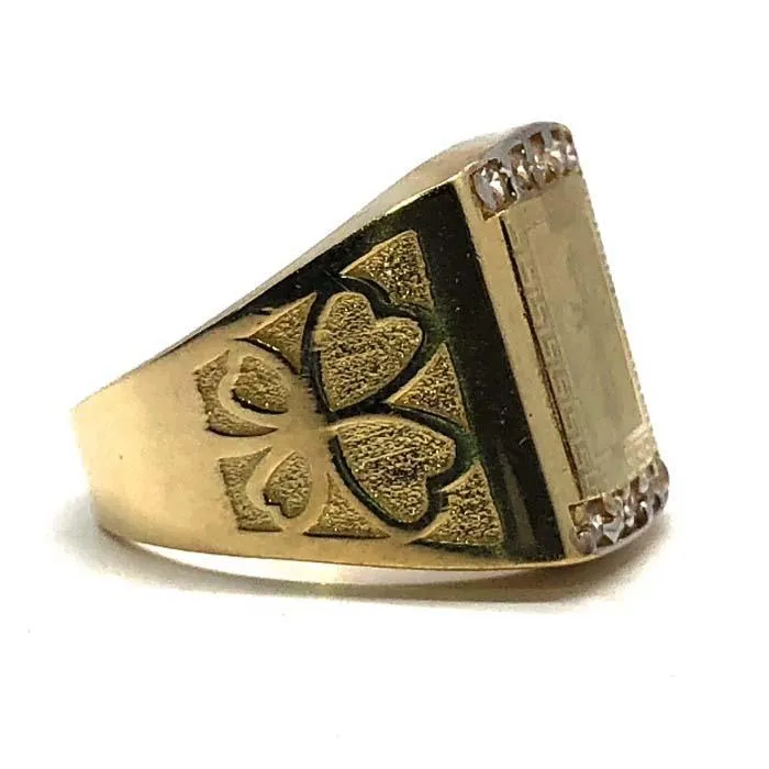 10K Yellow Gold Men's Cross Ring MRG-191