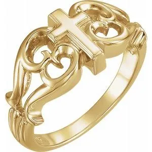 10K Yellow Sculptural Cross Ring