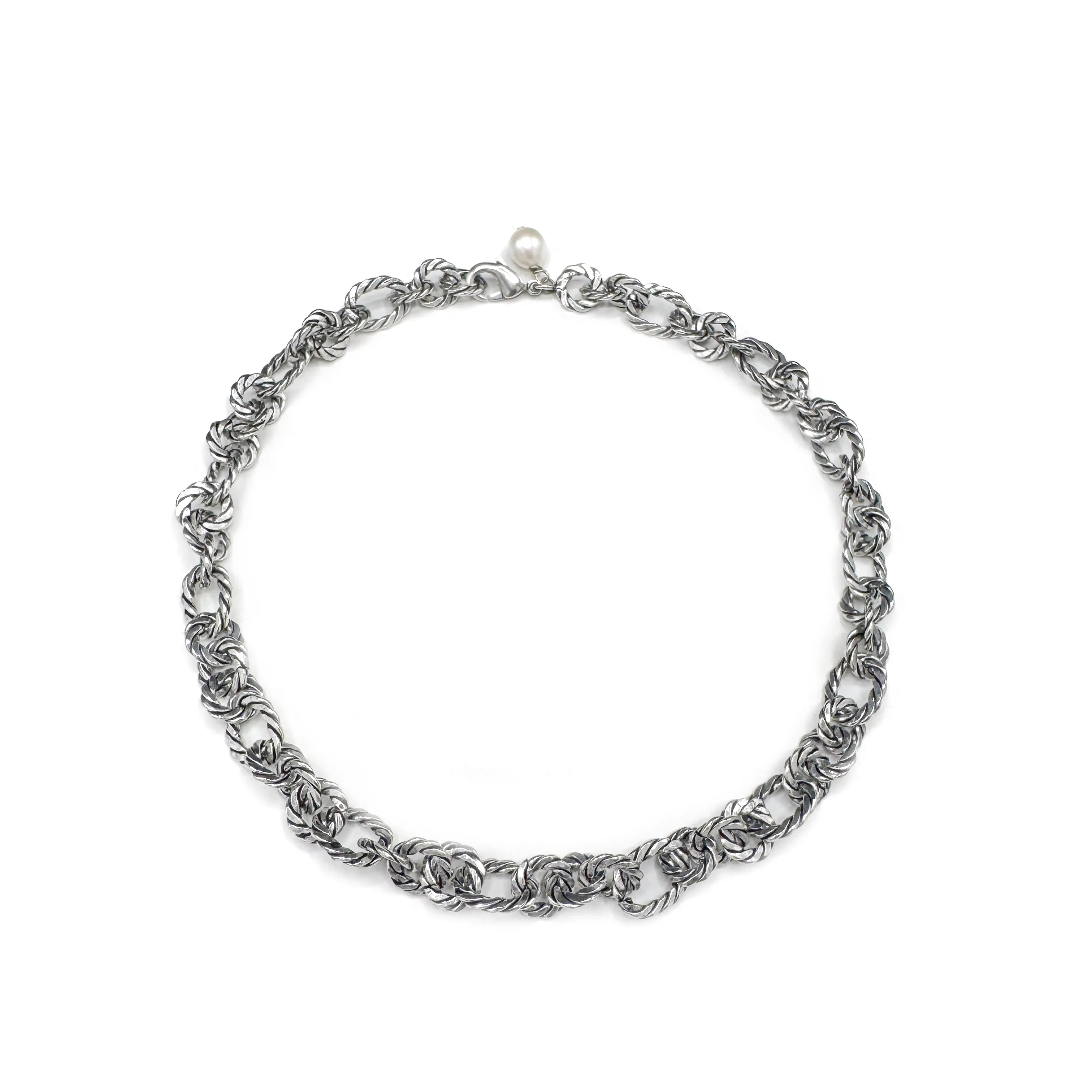 1157-S | KARL CHAIN NECKLACE IN SILVER w/ ACCENT PEARL