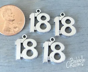 12 pc 18 charm , 18, number charm charm, 18 charm, Charm, Charms, wholesale charm, alloy charm