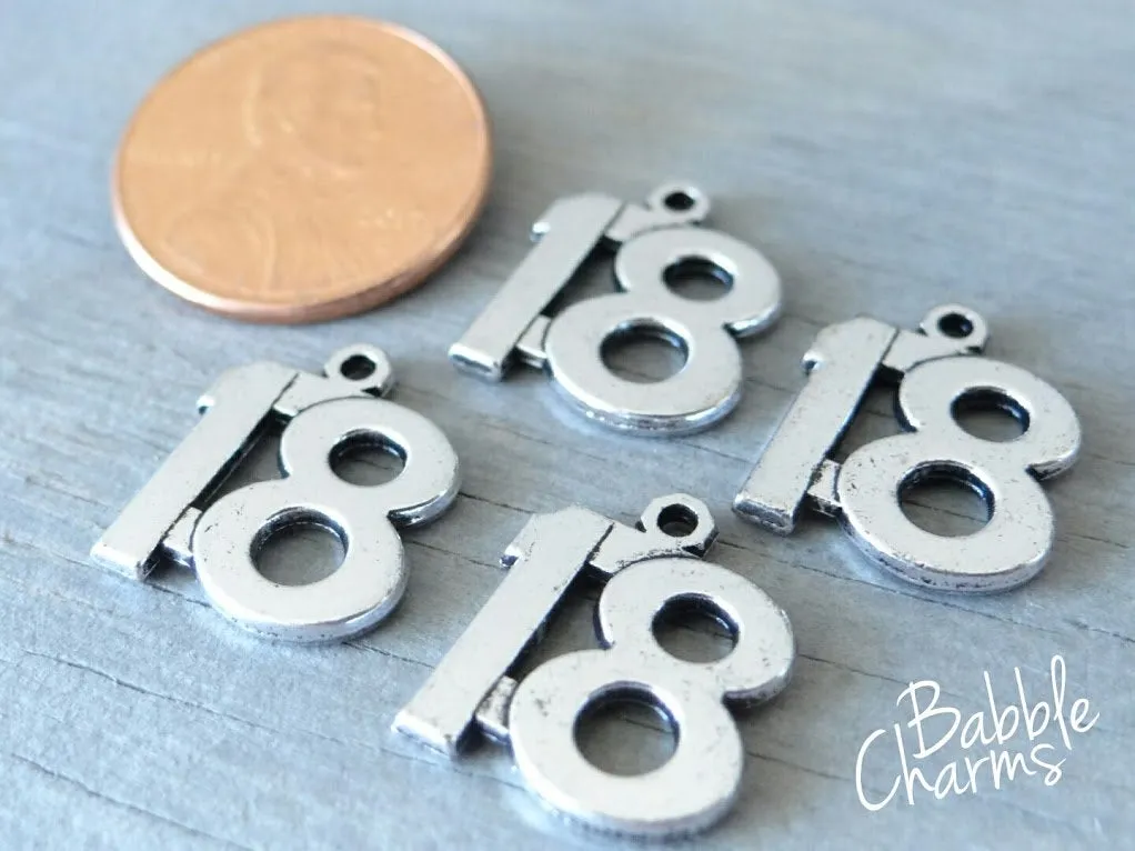 12 pc 18 charm , 18, number charm charm, 18 charm, Charm, Charms, wholesale charm, alloy charm
