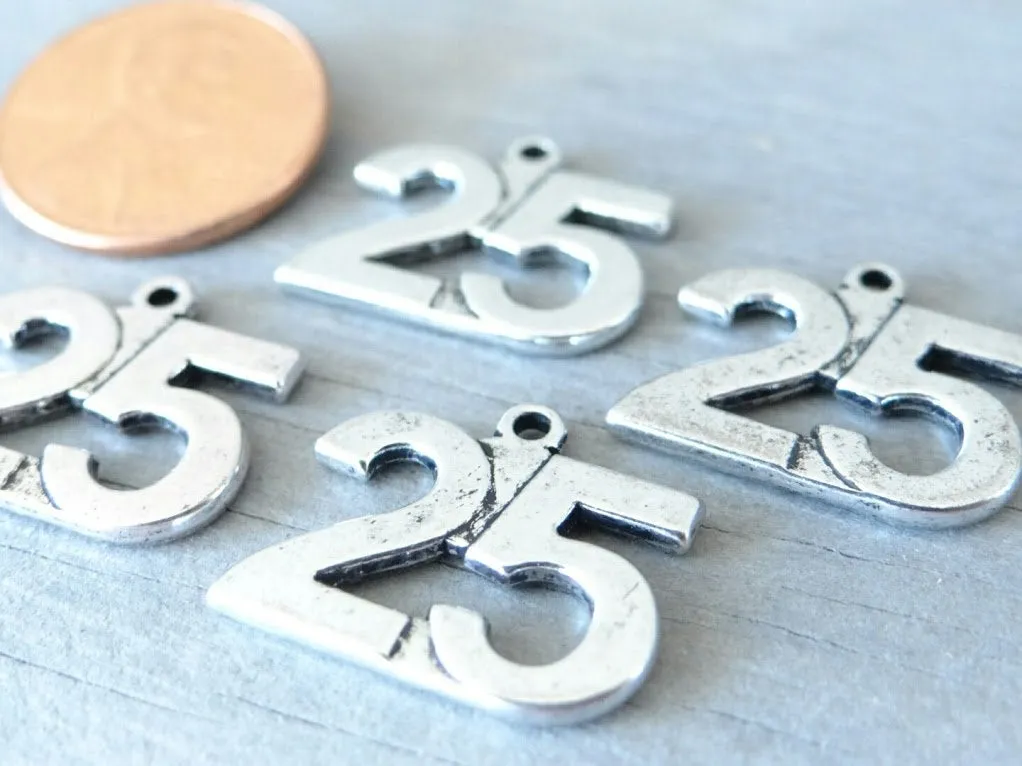 12 pc 25 charm , 25, number charm charm, 25 charm, Charm, Charms, wholesale charm, alloy charm