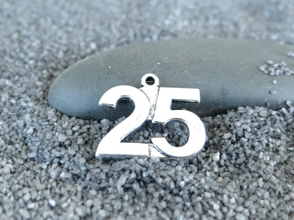 12 pc 25 charm , 25, number charm charm, 25 charm, Charm, Charms, wholesale charm, alloy charm