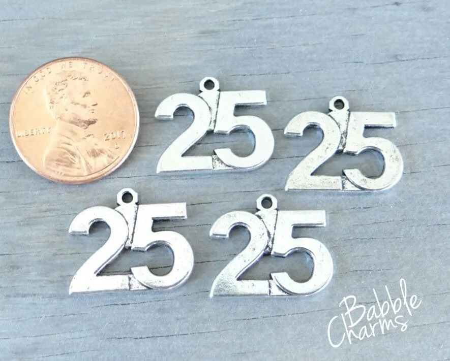 12 pc 25 charm , 25, number charm charm, 25 charm, Charm, Charms, wholesale charm, alloy charm