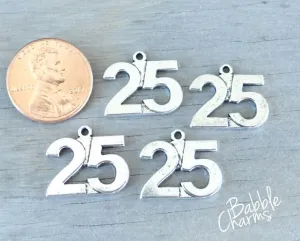 12 pc 25 charm , 25, number charm charm, 25 charm, Charm, Charms, wholesale charm, alloy charm