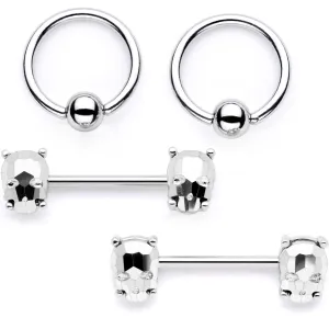 14 Gauge 9/16 1/2 Sugar Skull Captive Ring Barbell Nipple Ring Set