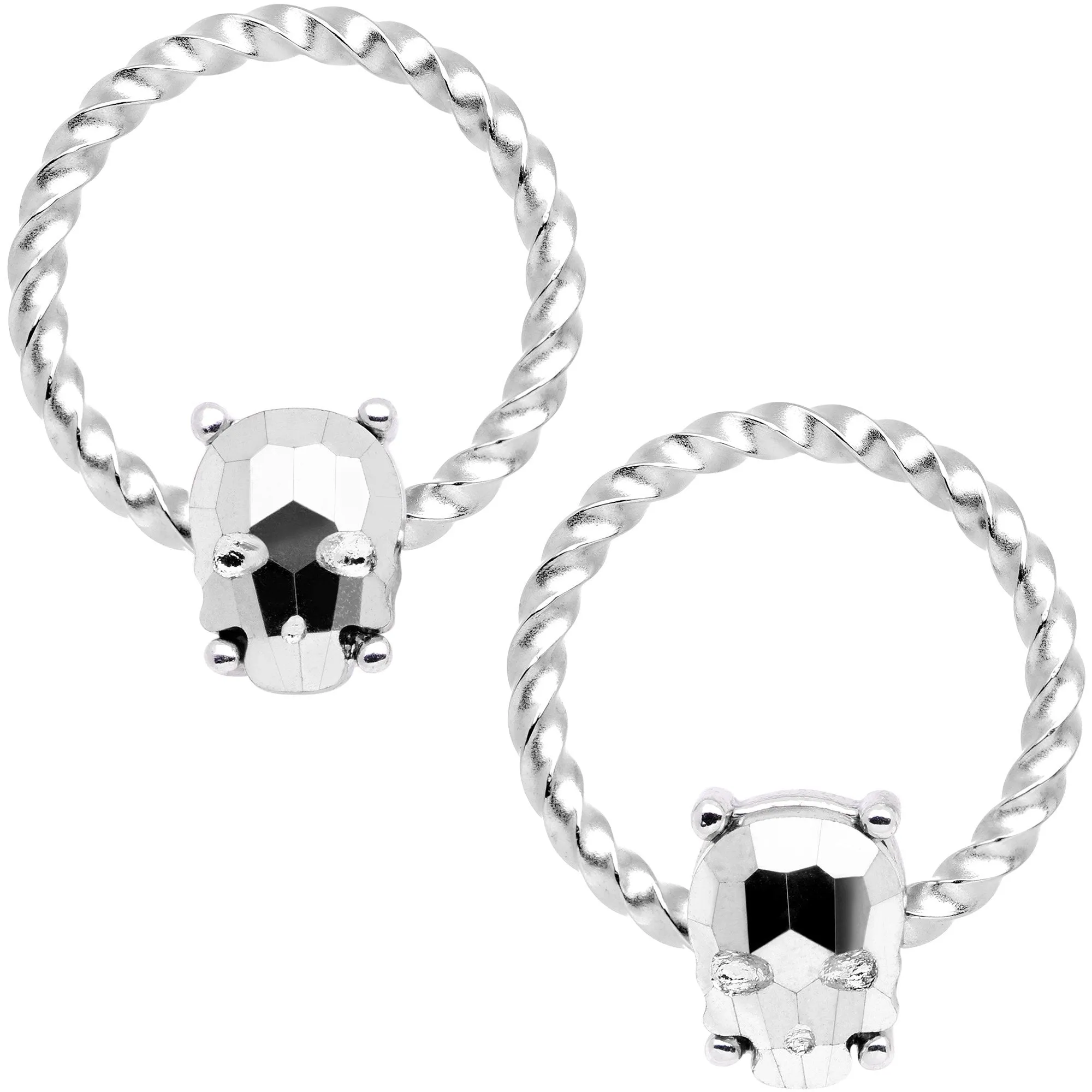 14 Gauge Sugar Skull Mask Twisted BCR Captive Nipple Ring Set of 4