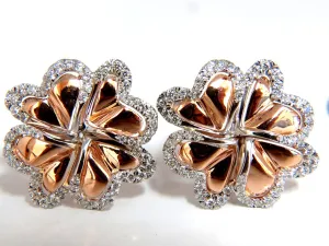 1.40ct 3D Heart Linked Deco Circular Earrings Omega Rose Gold 18KT