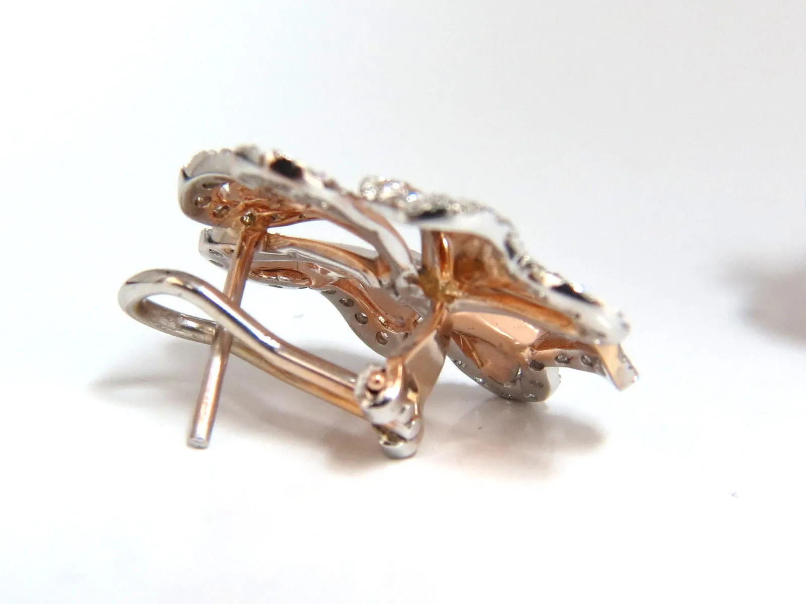 1.40ct 3D Heart Linked Deco Circular Earrings Omega Rose Gold 18KT