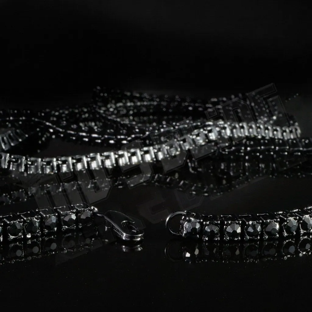 14k Black Gold Iced 1 Row Chain