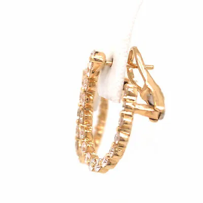 14K Diamond Circular Hoop Earring Yellow Gold