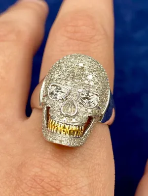 14K Diamond Skull Ring
