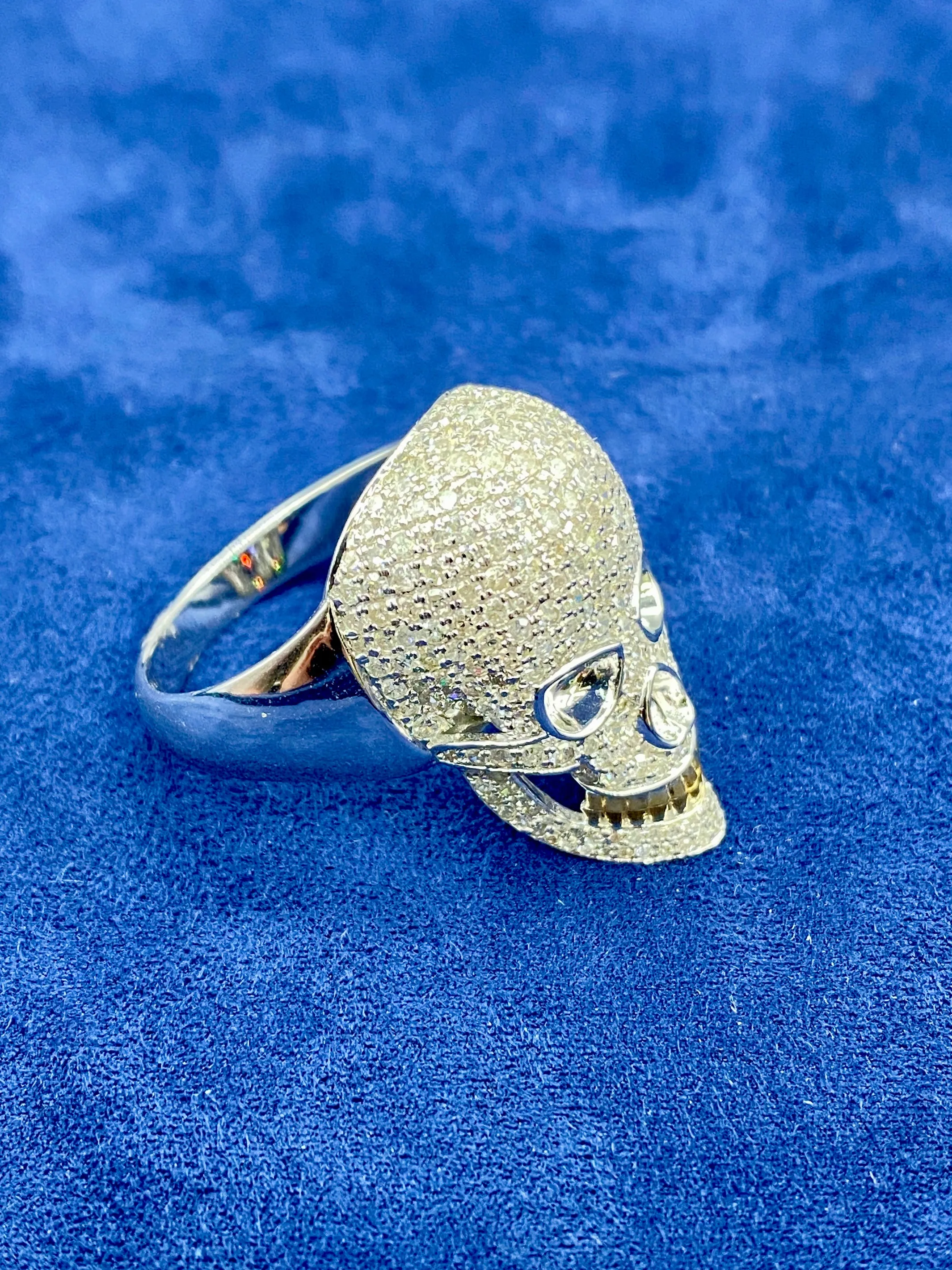 14K Diamond Skull Ring