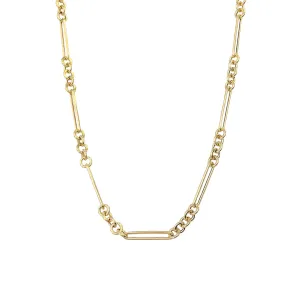 14K Gold 5 to 1 Mixed Link Chain Necklace, Medium Size