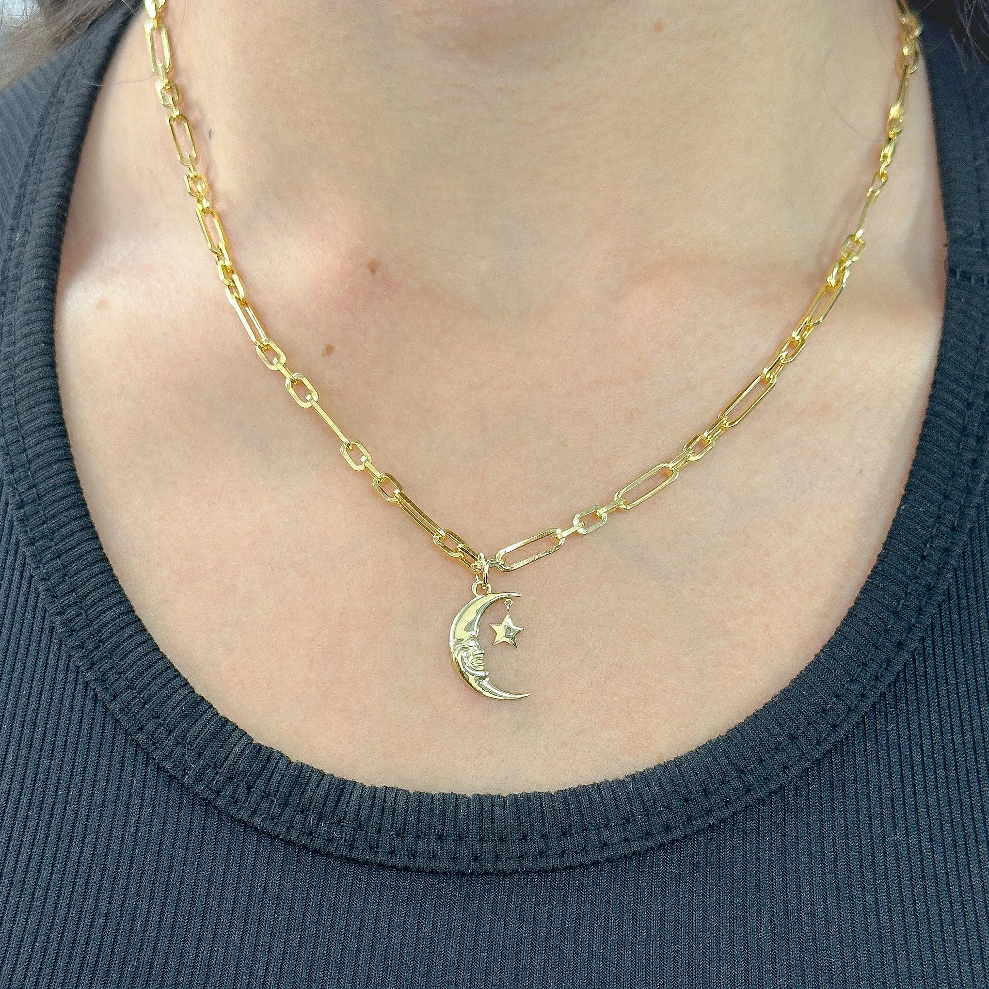 14K Gold Alternating 3 to 1 Elongated Oval Link Chain Necklace, Small Size