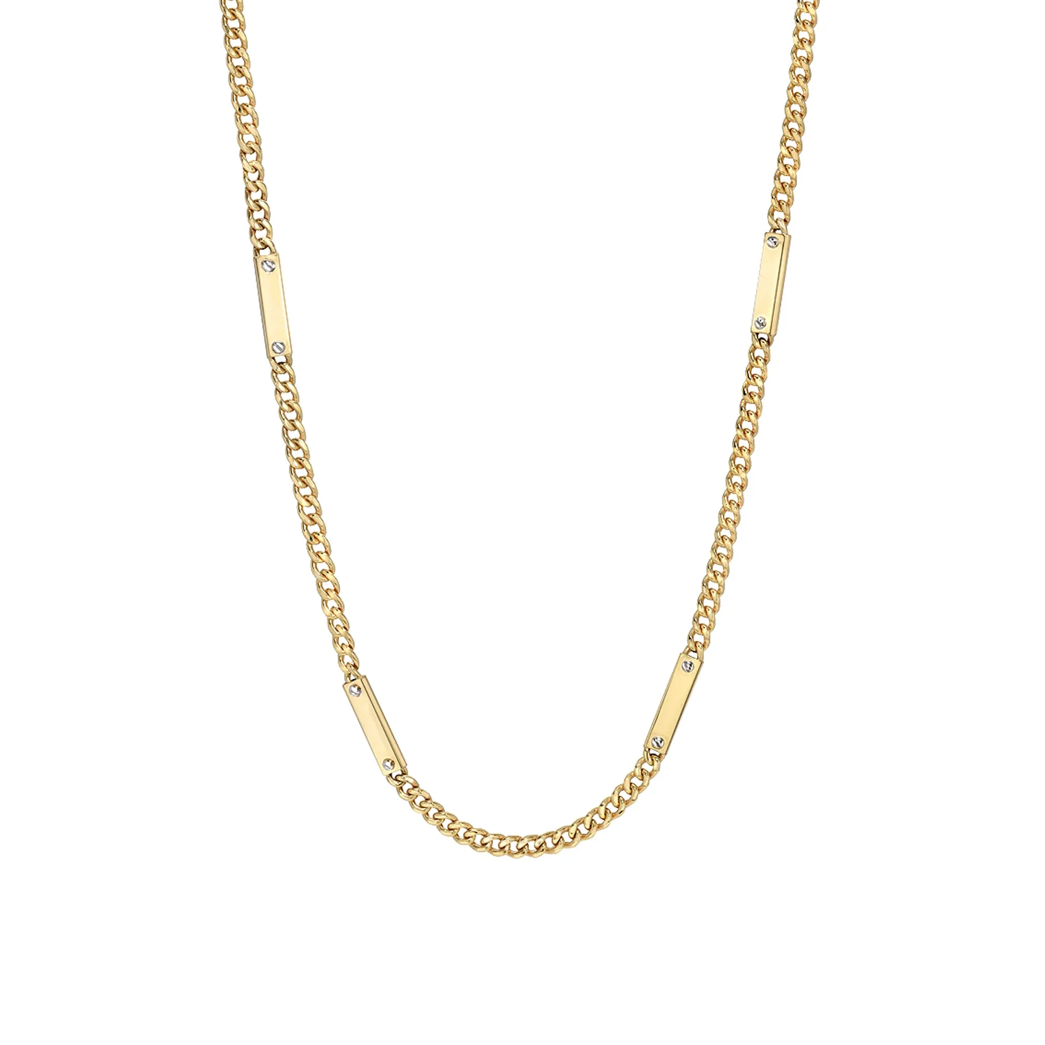 14K Gold Cuban Link Bar Chain Necklace, Small Size Link