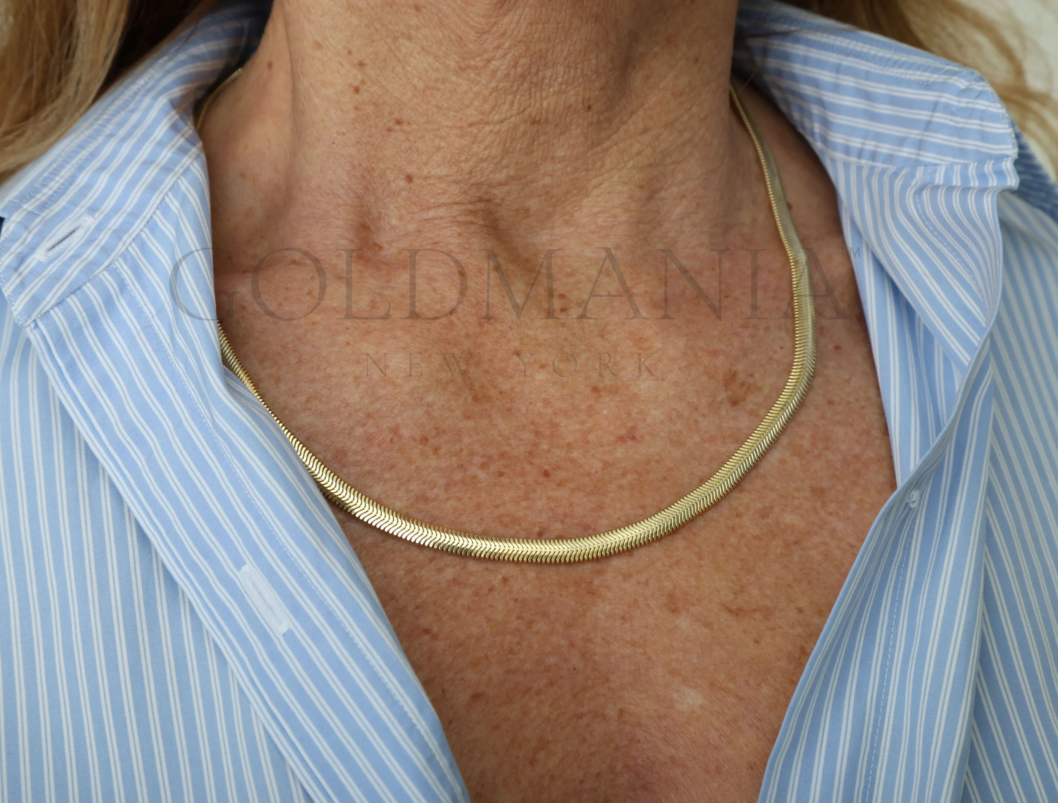 14K Gold Oval Snake Necklace
