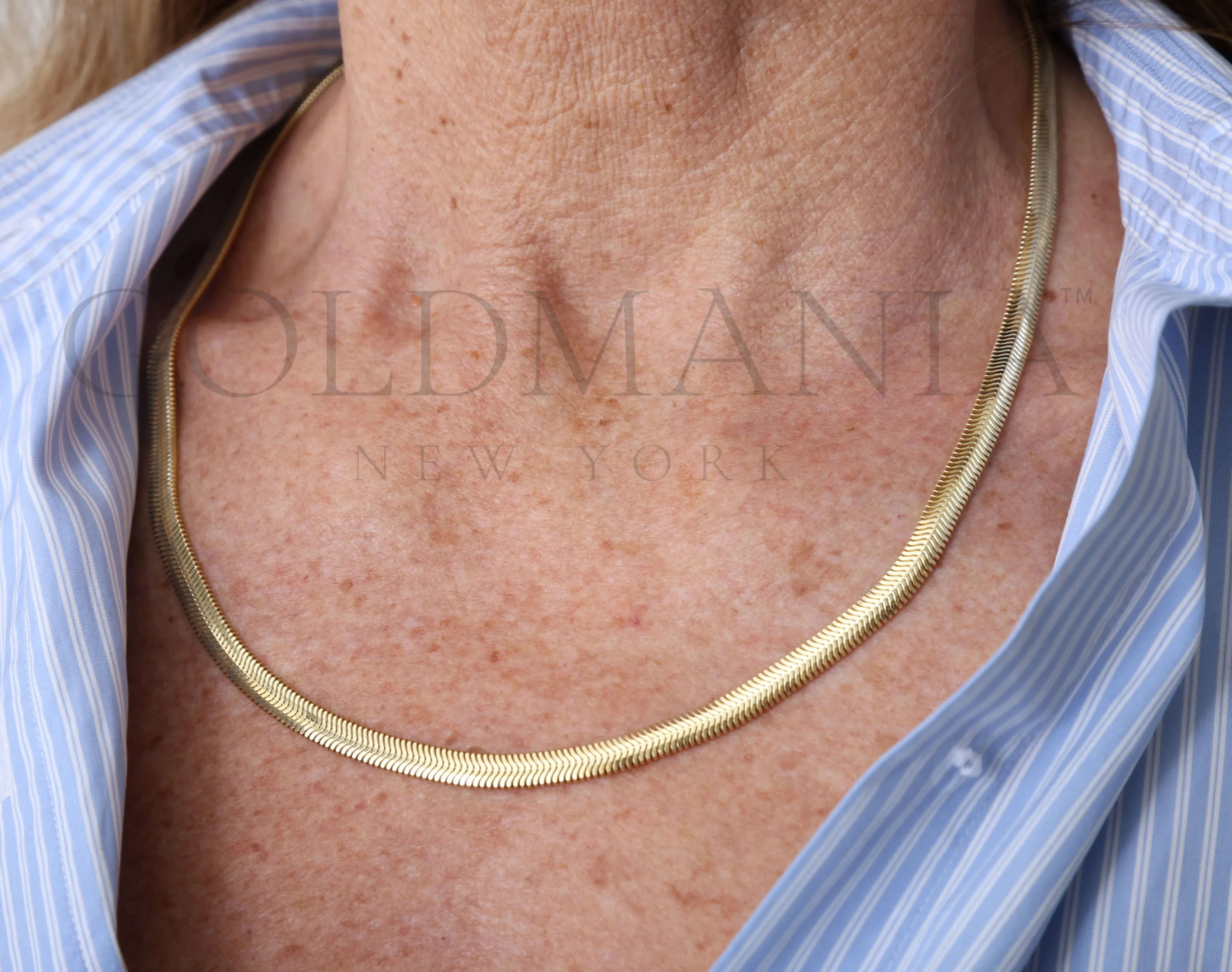 14K Gold Oval Snake Necklace