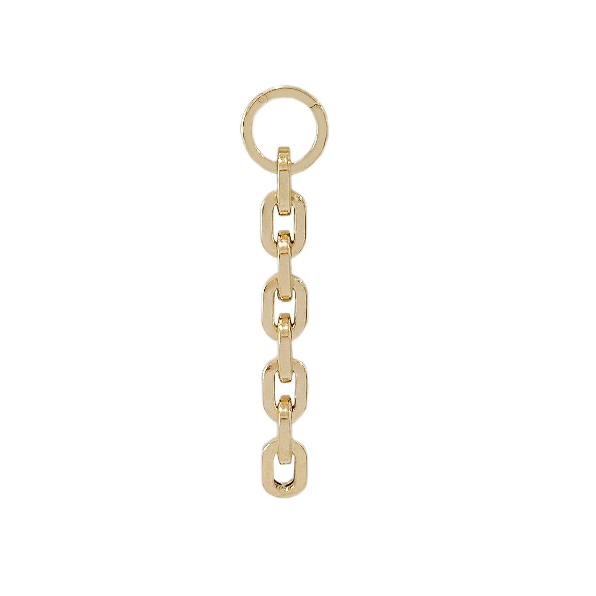 14K Gold Round Enhancer Thick Flat Oval Link Lariat Chain Extender, Small Size Links