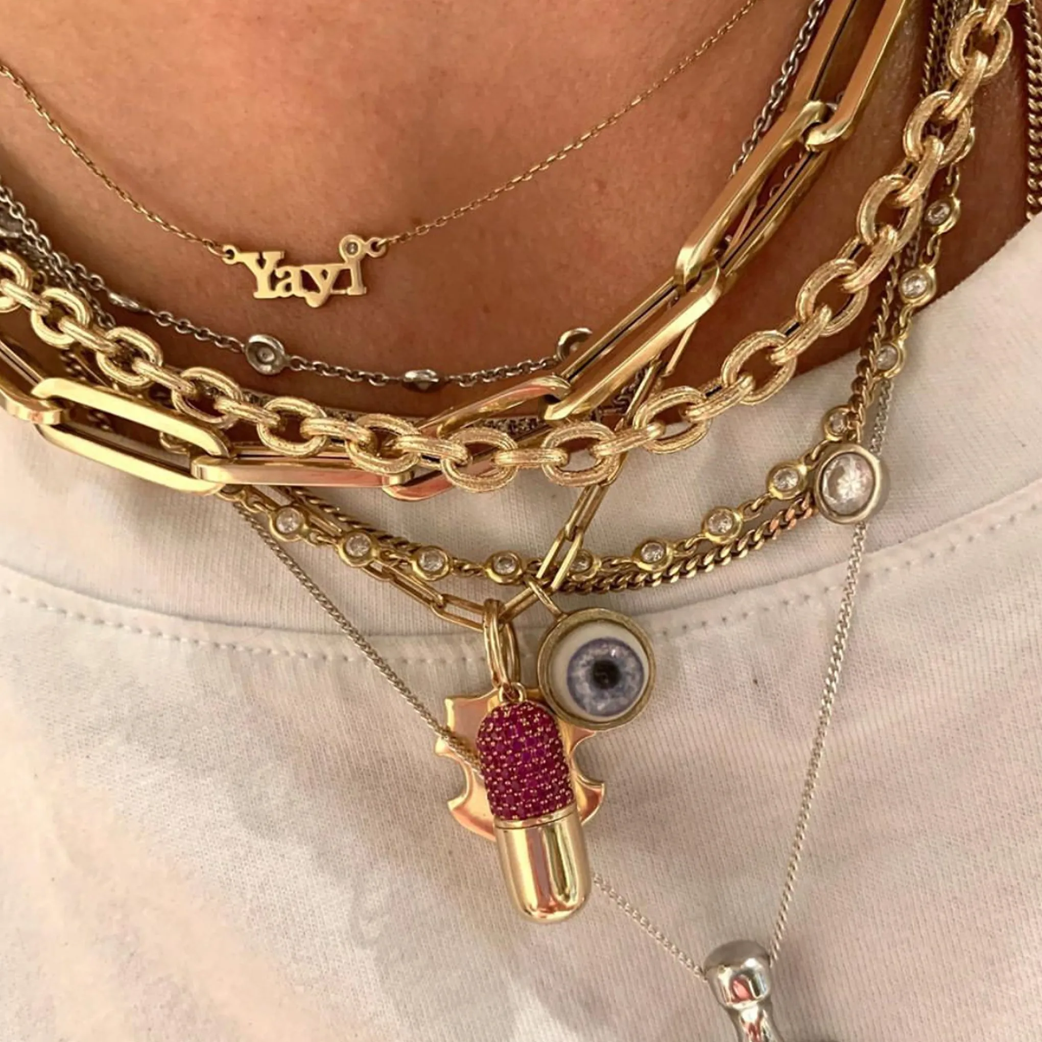 14K Gold Rustic Thick Oval Link Necklace, Small Size Links
