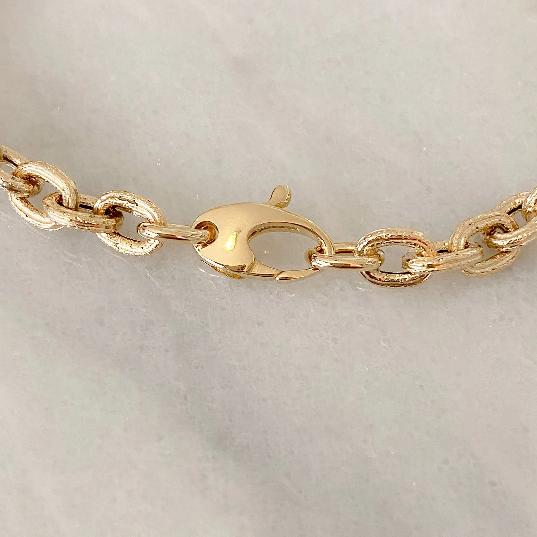 14K Gold Rustic Thick Oval Link Necklace, Small Size Links