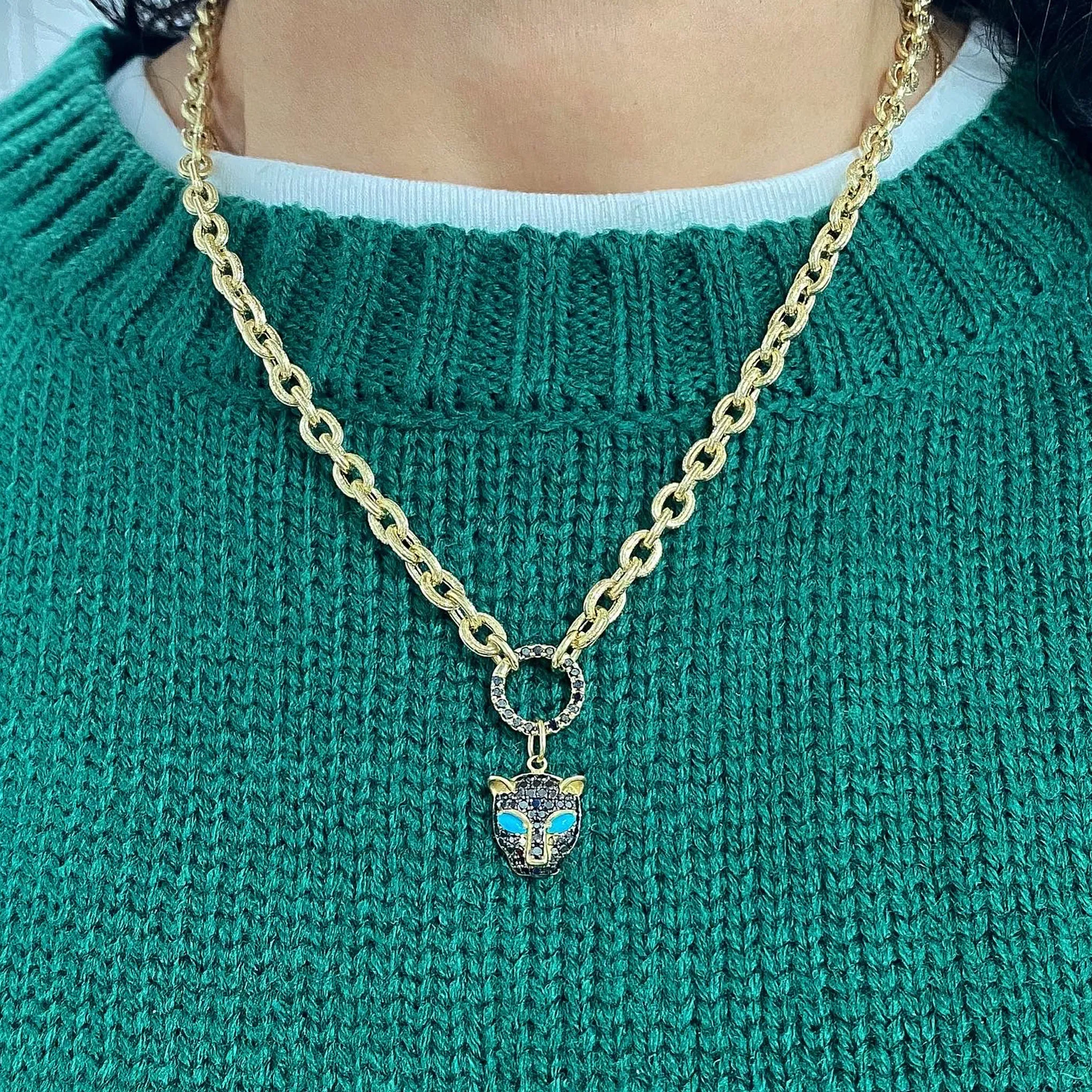 14K Gold Rustic Thick Oval Link Necklace, Small Size Links