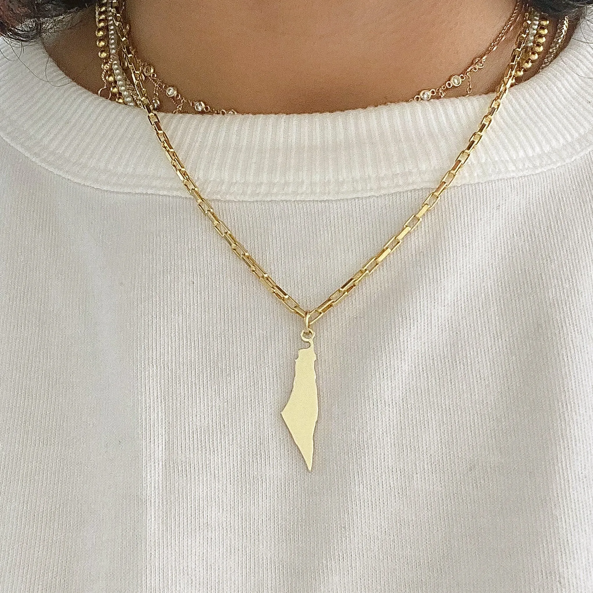 14K Gold State of Israel Charm Pendant