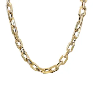 14K Gold Thick Faceted Octagonal Link Necklace