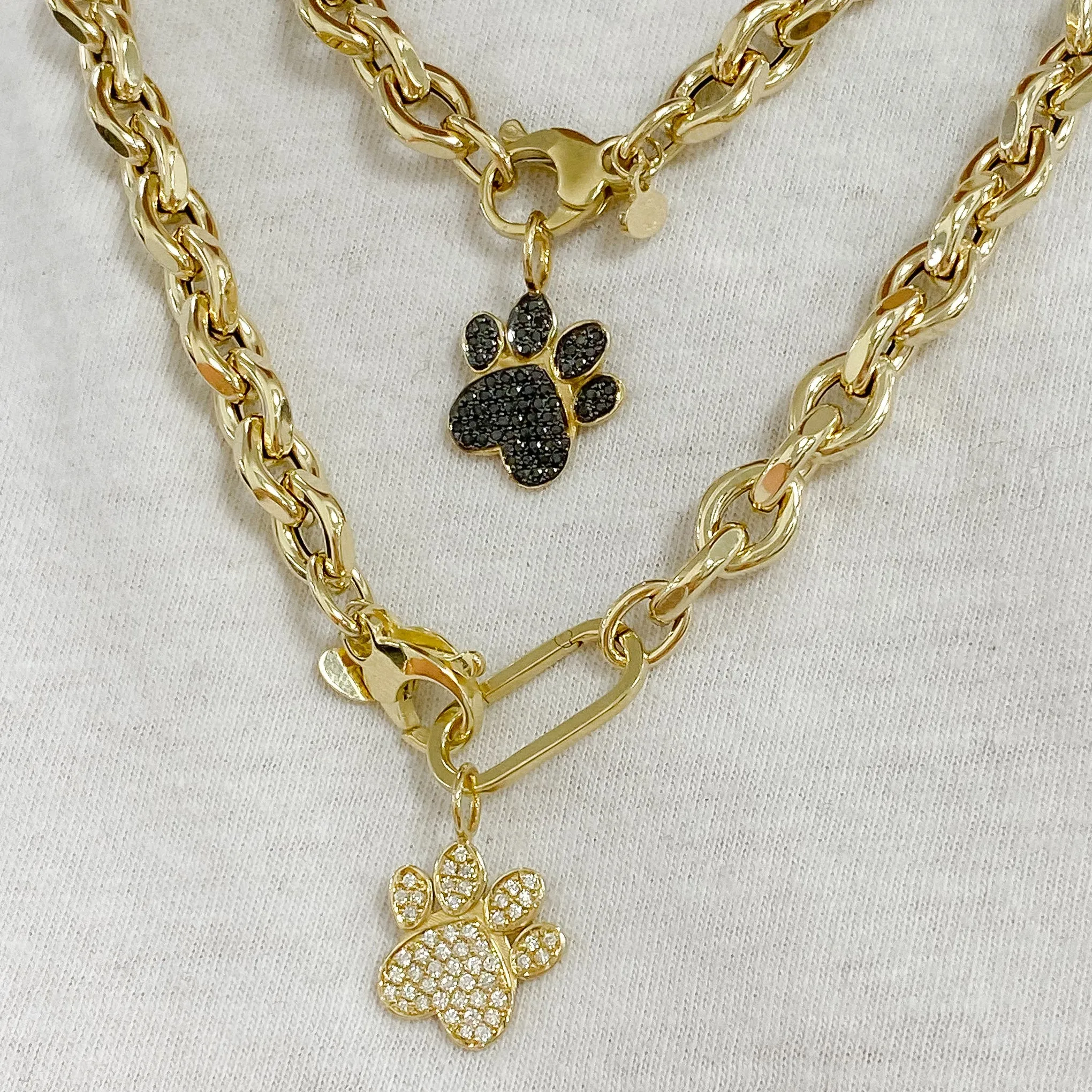 14K Gold Thick Marquise Diamond Cut Link Necklace