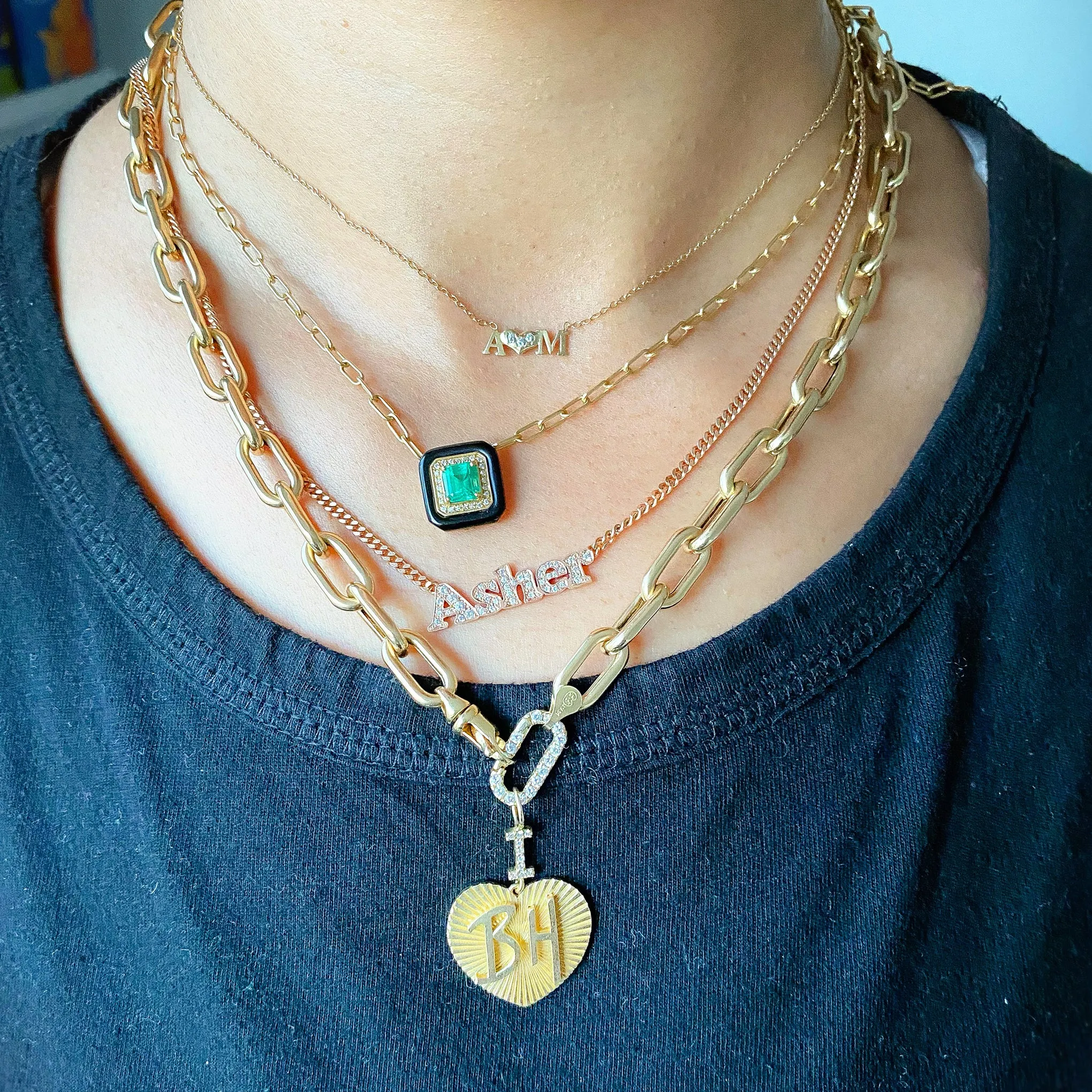 14K Gold Thick Oval Link Necklace ~ Large Size Links