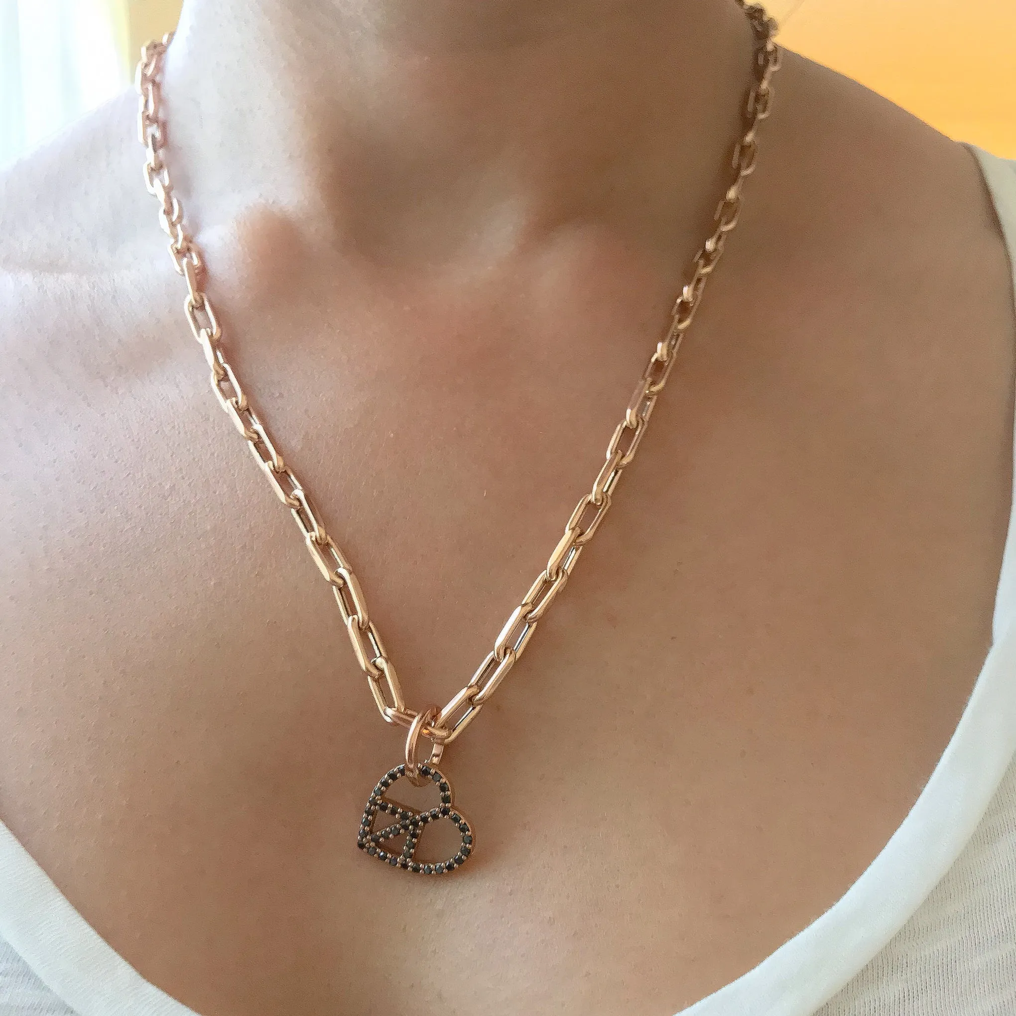 14K Gold Thick Oval Link Necklace, Small Size Links
