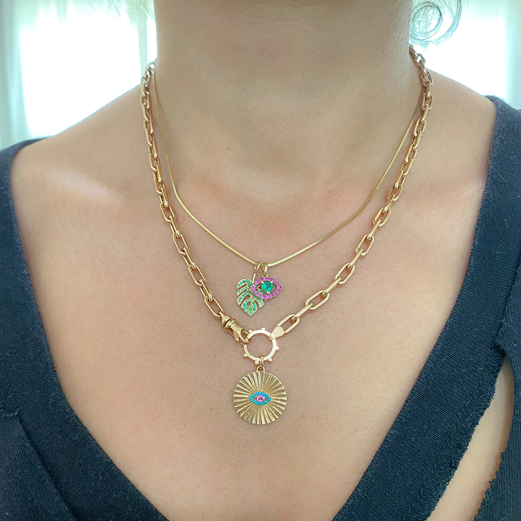 14K Gold Thick Oval Link Necklace, Small Size Links